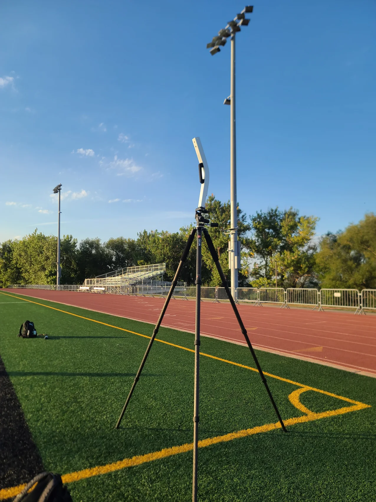 Frame Shift device set up beside a running track